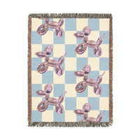 Checkered Balloon Dog Woven Blanket