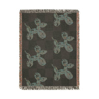 Checkered Balloon Dog Woven Blanket