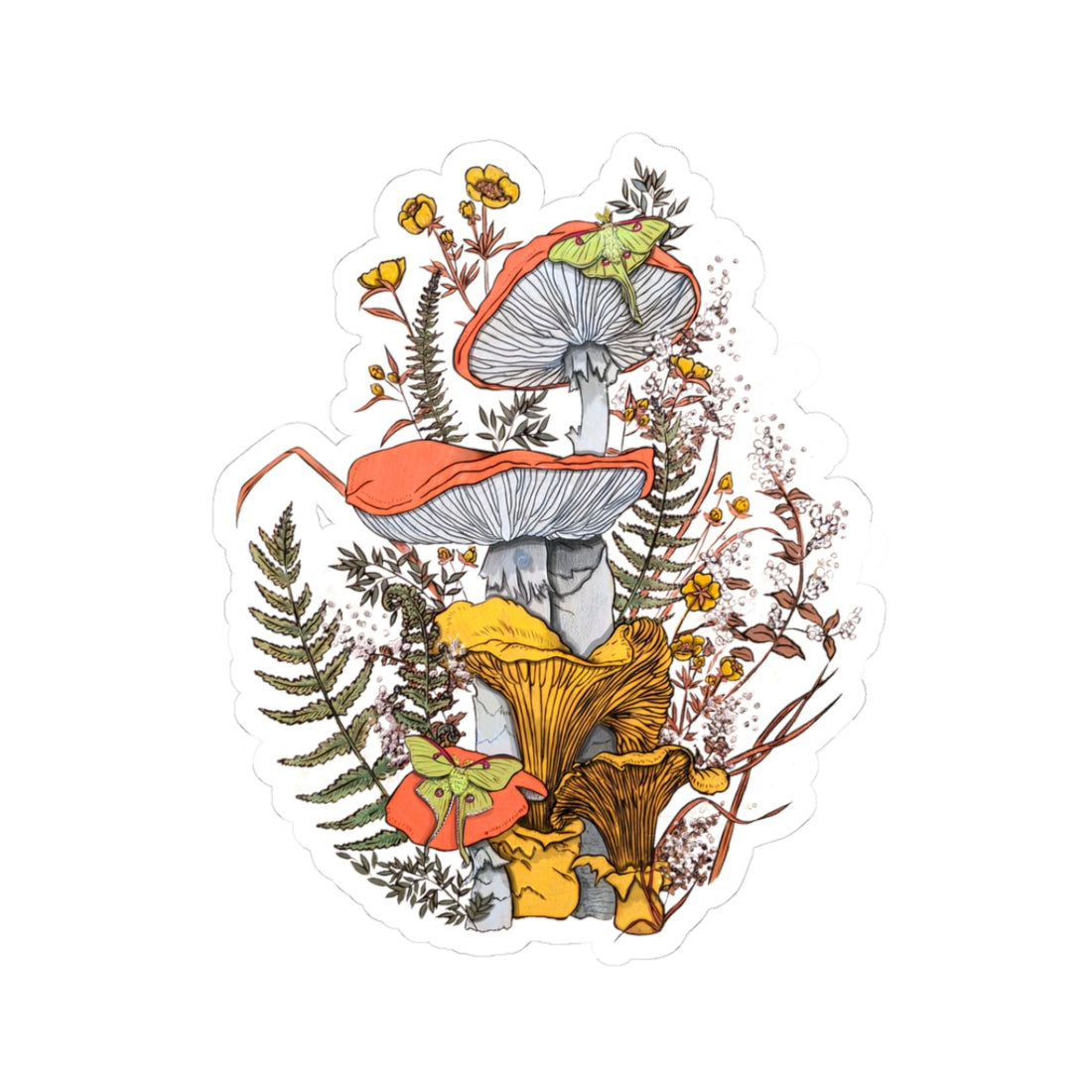 Orange Mushrooms Sticker