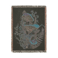 Orange Mushrooms Woven Blanket