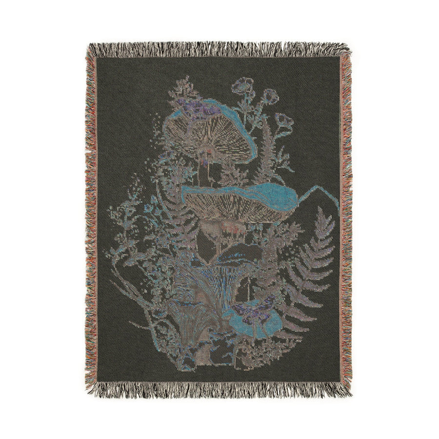 Orange Mushrooms Woven Blanket