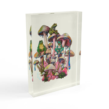 Pink Mushrooms Acrylic Block Print