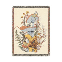 Orange Mushrooms Woven Blanket