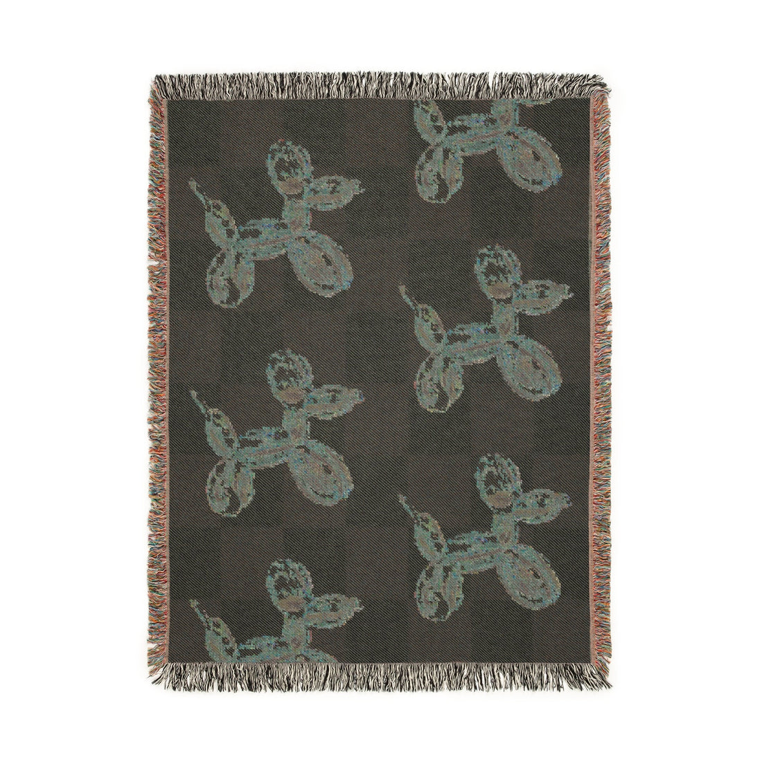 Checkered Balloon Dog Woven Blanket