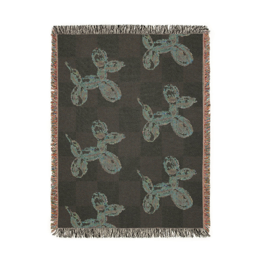 Checkered Balloon Dog Woven Blanket