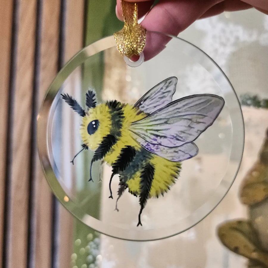 Bumblebee Clear Glass Ornament