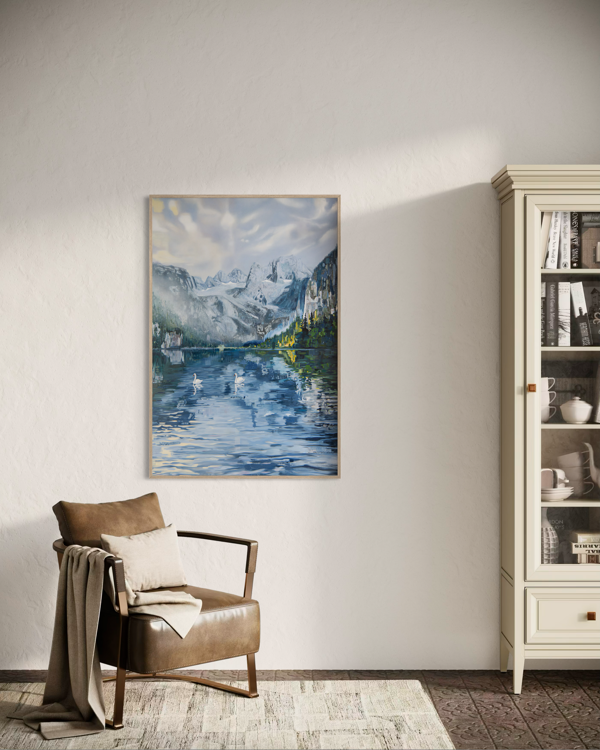 "Two Swans (In Love) on Lake Gosau" Giclée Print