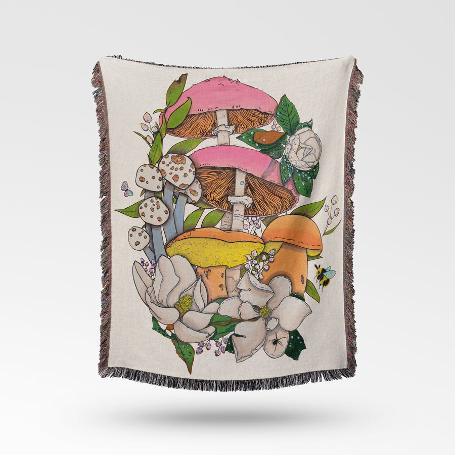 Magnolias Woven Tapestry Blanket